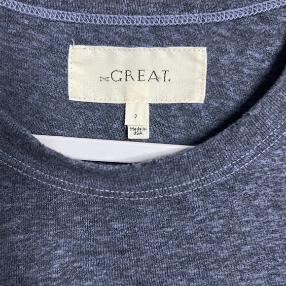 the GREAT Ruffled Peplum Tee Spacedye Blue Short Sleeve Top Size 2 Medium - Picture 3 of 5